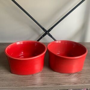 Set of 2 Scarlet Red Fiestaware Square Soup/Cereal Bowls HLC Retired Pattern